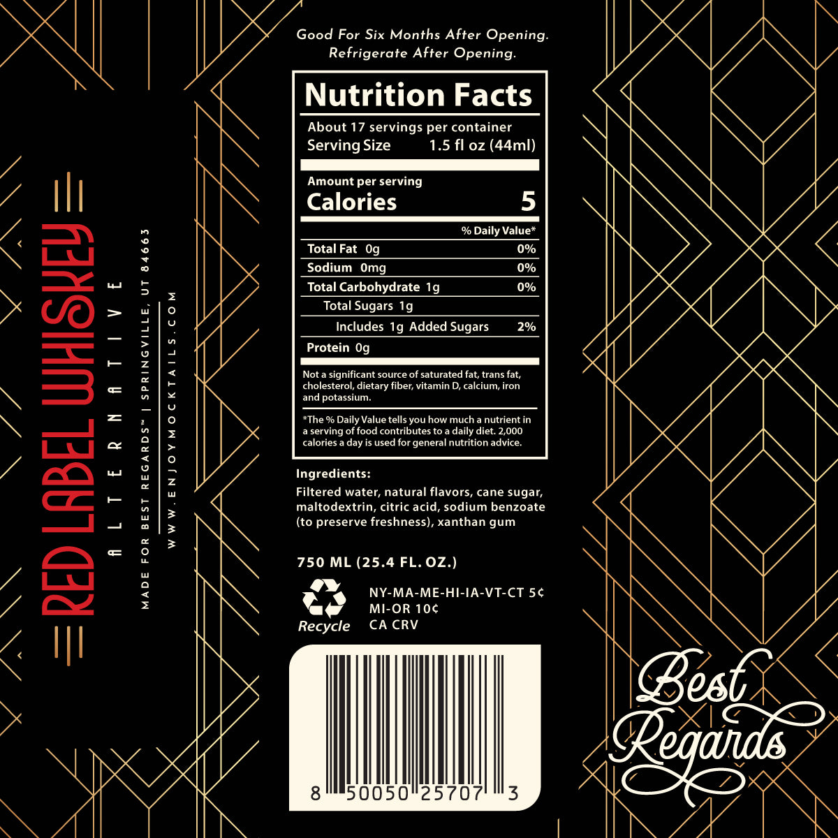 Red Label Non-Alcoholic Whiskey Spirit