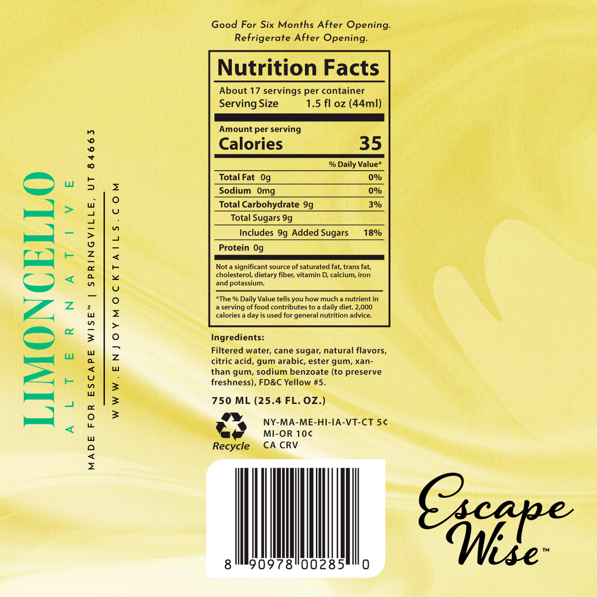 Limoncello Liqueur Non-Alcoholic Cordial