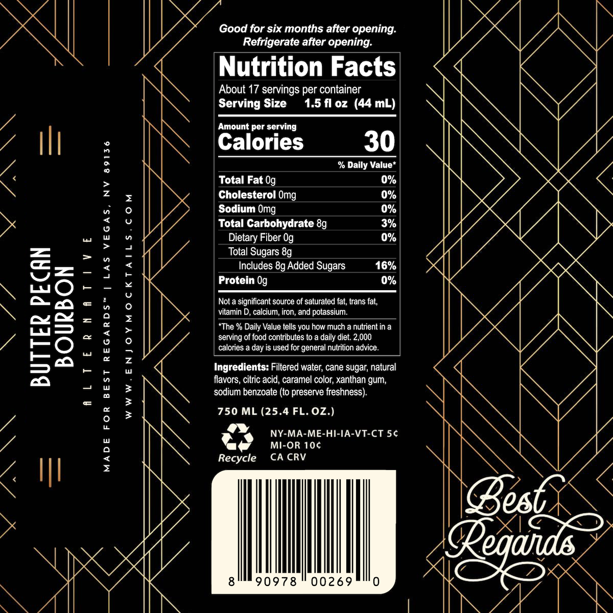 Butter Pecan Bourbon - Non-Alcoholic - Best Regards Liqueurs