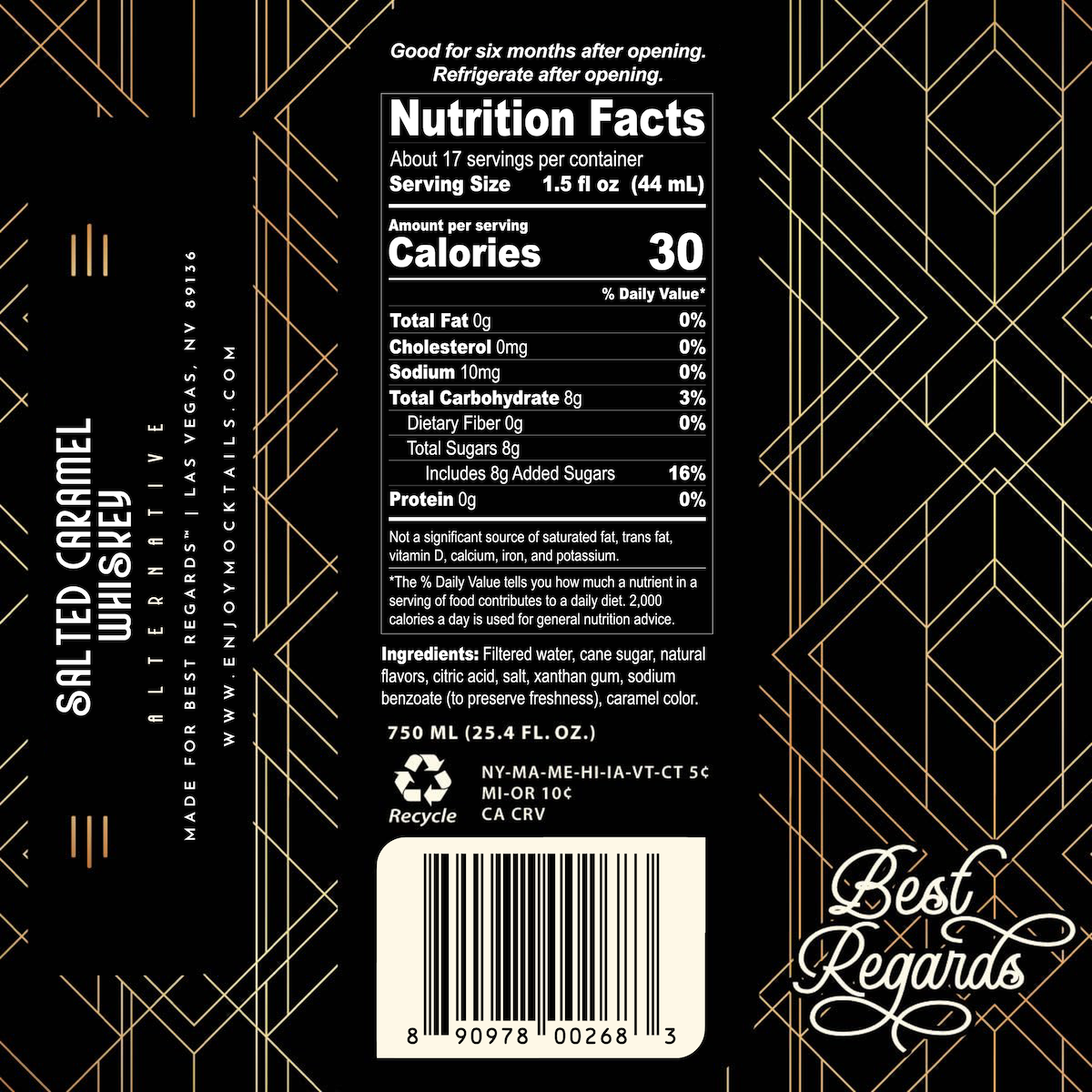 Salted Caramel Whiskey - Non-Alcoholic - Best Regards Liqueurs